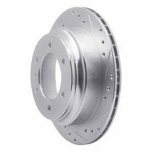 Acura SLX Brake Rotor (1) - Rear Right - R1 Concepts - Drilled & Slotted - Silver - `92-`04